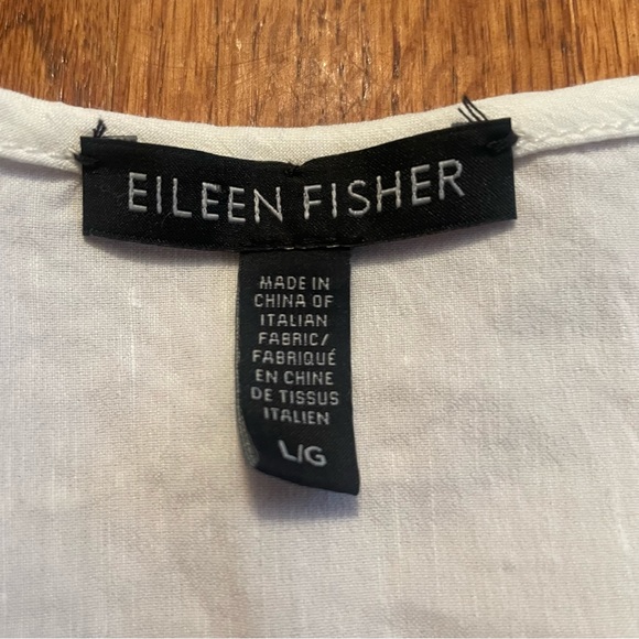 Eileen Fisher white linen blend long sleeve blouse top size L - Picture 4 of 14